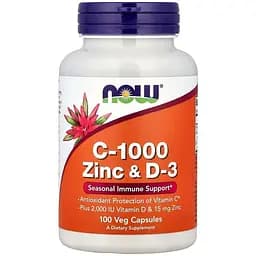 Витамины и минералы NOW Vitamin C-1000 Zinc&D-3, 100 вегакапсул