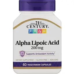 Дієтична добавка Альфа-ліпоєва кислота 21st Century Alpha Lipoic Acid 200 мг