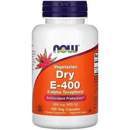 Витамины и минералы Now Vegetarian Dry E-400 100 вегакапсул
