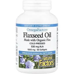 Льняное масло Natural Factors OmegaFactors Flaxseed Oil 1000 мг 90 гелевых капсул