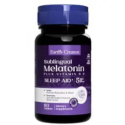 Мелатонін Earths Creation Melatonin 5 mg with B-6 Sublingual 60 шт. (1091-817 499)