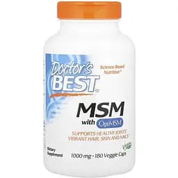 Метилсульфонилметан Doctor's Best MSM with OptiMSM, 180 вегакапсул для комфорта и подвижности суставов