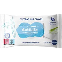 Гігієнічні вологі серветки-рукавички для тіла ActiLife Med Wet Bathing Gloves 20 шт.