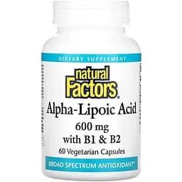 Альфа-липоевая кислота Natural Factors Alpha-Lipoic Acid with B1 & B2, 60 вегакапсул для антиоксидантной защиты