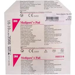 Адгезивная повязка 3M Mediporе+Pad 3566Е для закрытия ран 10х10 см белая