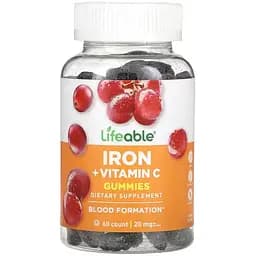 Дієтична добавка Lifeable Adult Iron + Vitamin C 60 жувальних цукерок