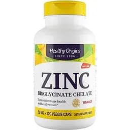 Цинк бісгліцинат Healthy Origins Zinc 50 мг 120 вегетаріанських капсул