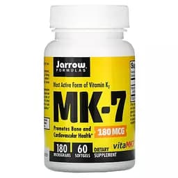 Вітамін K2 активна форма MK-7 Jarrow Formulas Most Active Form of Vitamin K2 180 мкг 60 гелевих капсул