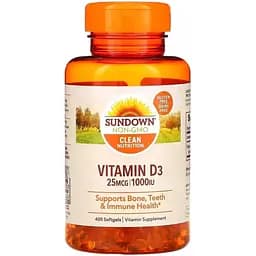 Вітамін D3 Sundown Naturals 1000 МО 400 гелевих капсул