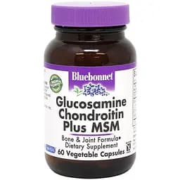Препарат для суставов и связок Bluebonnet Nutrition Glucosamine Chondroitin plus MSM 60 вегакапсул