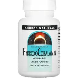 Вітамін В-12 Source Naturals HydroxoCobalamin зі смаком вишні 1 мг 240 таблеток для розсмоктування