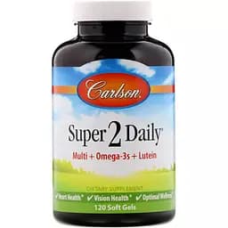 Мультивітаміни з Омега-3 та лютеїном Carlson Super 2 Daily 120 желатинових капсул