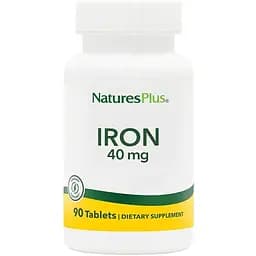 Залізо Natures Plus Iron 40 mg, 90 таблеток