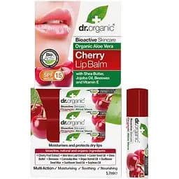 Бальзам для губ з екстрактом алое віра та вишні Dr. Organic Bioactive Skincare Aloe Vera Cherry Lip Balm SPF15 5.7 мл