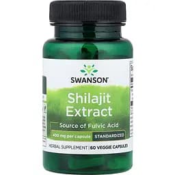 Екстракт шиладжиту Swanson Shilajit Extract Standardized 400 мг 60 веганських капсул - мініатюра 1