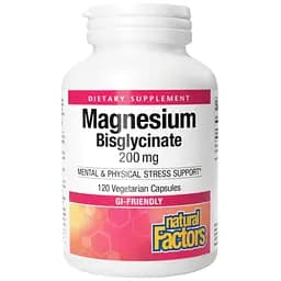 Дієтична добавка Natural Factors Magnesium Bisglycinate 200 мг 120 вегетаріанських капсул