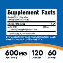 Альфа-гліцерилфосфорилхолін Nutricost Alpha GPC 600 мг 120 капсул - мініатюра 3