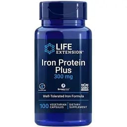 Белковый сукцинилат железа Life Extension Iron Protein Plus 300 mg, 100 вегакапсул для поддержки иммунной системы