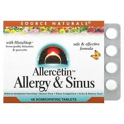 Натуральна добавка Source Naturals Allercetin Allergy & Sinus, 48 таблеток для допомога при алергії