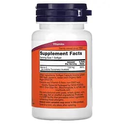D-альфа-токоферилацетат NOW Vitamin E-200 D-Alpha Tocopheryl, 100 капсул - мініатюра 2