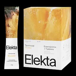 Напиток растворимый с электролитами с экстрактом гуараны с подсластителем с тропическим вкусом Booster Elekta 150 г (30 уп по 5 г)