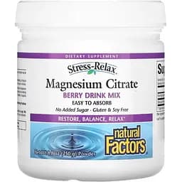 Магній цитрат Natural Factors Stress-Relax Magnesium Citrate Ягідний у порошку 250 гр