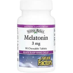 Мелатонін Natural Factors Stress Relax Melatonin 3 мг 90 жувальних таблеток