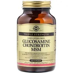 Глюкозамін хондроїтин МСМ Solgar Glucosamine Chondroitin MSM потрійна сила 60 таблеток