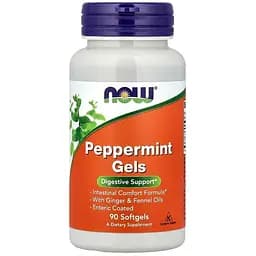 Экстракт перечной мяты NOW Peppermint Gels, 90 капсул для поддержания пищеварения
