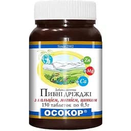 Дрожжи пивные Осокор с кальцием, магнием, цинком 0.5 г 150 таблеток