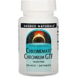 Минералы Source Naturals Хром GTF Chrome Mate 200 мкг 240 таблеток