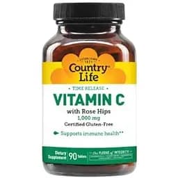 Вітаміни та мінерали Country Life Vitamin C with Rose Hips 1000 mg Time Release, 90 таблеток