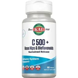 Вітаміни KAL C 500 Rose Hips & Bioflavonioids Sustained Release 100 пігулок