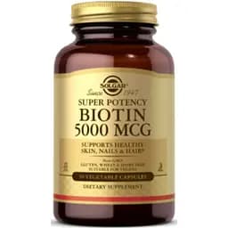 Біотин 5 мг 5000 мкг підвищена міцність у капсулах №100 Solgar Biotin
