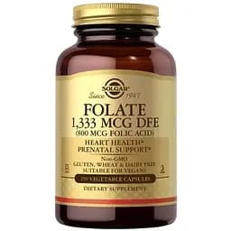 Вітаміни та мінерали Solgar Folate 1333 mcg (Folic Acid 800 mcg), 250 вегакапсул
