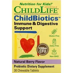 Підтримка імунітету та травлення для дітей ChildLife Immune & Digestive Support ChildBiotics 5 млрд КУО зі смаком ягід 30 жувальних таблеток