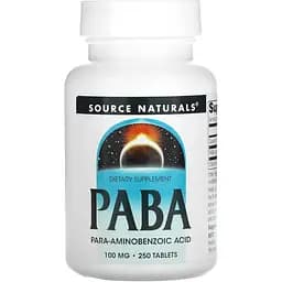 Пара-амінобензойна кислота (ПАБК) Source Naturals PABA 250 таблеток
