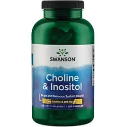 Холін та Інозитол для печінки та мозку Swanson Choline & Inositol 250 мг 250 капсул (100-89-8861758-20)