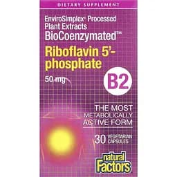 Рибофлавін 5'-фосфат (вітамін B2) Natural Factors BioCoenzymated 50 мг 30 вегетаріанських капсул