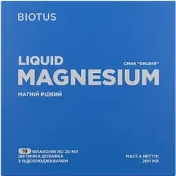 Магний жидкий Biotus Вишня с подсластителем 10 флаконов по 20 мл