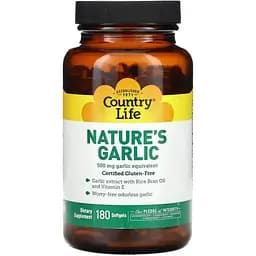 Натуральна добавка Country Life Natures Garlic 180 капсул