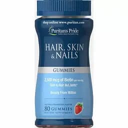Формула для шкіри, волосся і нігтів Puritan's Pride Hair Skin & Nails зі смаком полуниці 80 жувальних цукерок