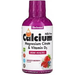 Кальцій + Цитрат Магнію + Вітамін D3 Bluebonnet Nutrition зі смаком ягід 472 мл