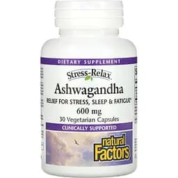 Ашваганда Natural Factors Ashwagandha 600 мг 30 вегетарианских капсул