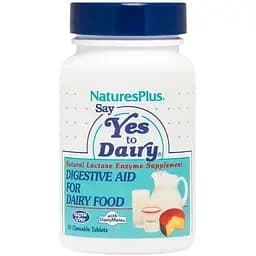 Ферменты лактазы Natures Plus Say Yes to Dairy, 50 жевательных таблеток для поддержки пищеварительной системы