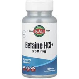 Бетаин гидрохлорид KAL Betaine HCl+ 250 mg, 100 таблеток