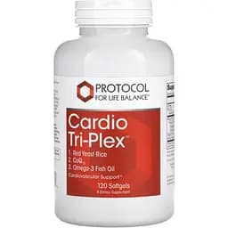 Червоний рис Protocol for Life Balance Омега-3 та коензим Q10 Cardio Tri-Plex 120 капсул