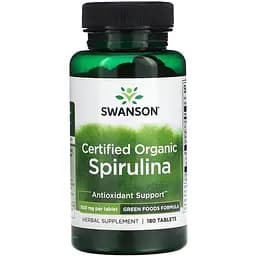 Натуральная добавка Swanson Certified Organic Spirulina 500 mg 180 таблеток
