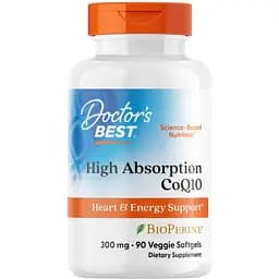 Коензим Q10 з біоперином Doctor's Best High Absorption CoQ10 300 мг 90 вегетаріанських гелевих капсул