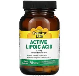 Пищевая добавка Country Life Активная липоевая кислота 300 мг 60 пігулок